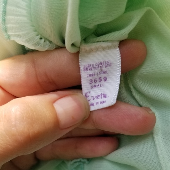 Evette Vintage Sheer Seafoam Green Ruffle Nightie - Picture 6 of 8